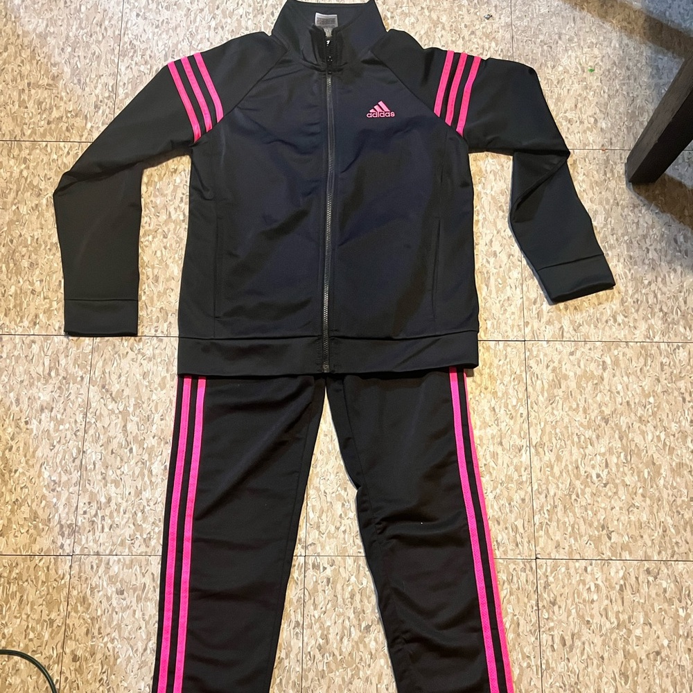 Youth girls ADIDAS track suit—Top: Sz. XL/16–Pants Sz. Large/12-14